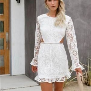 white lace with side cutout dress